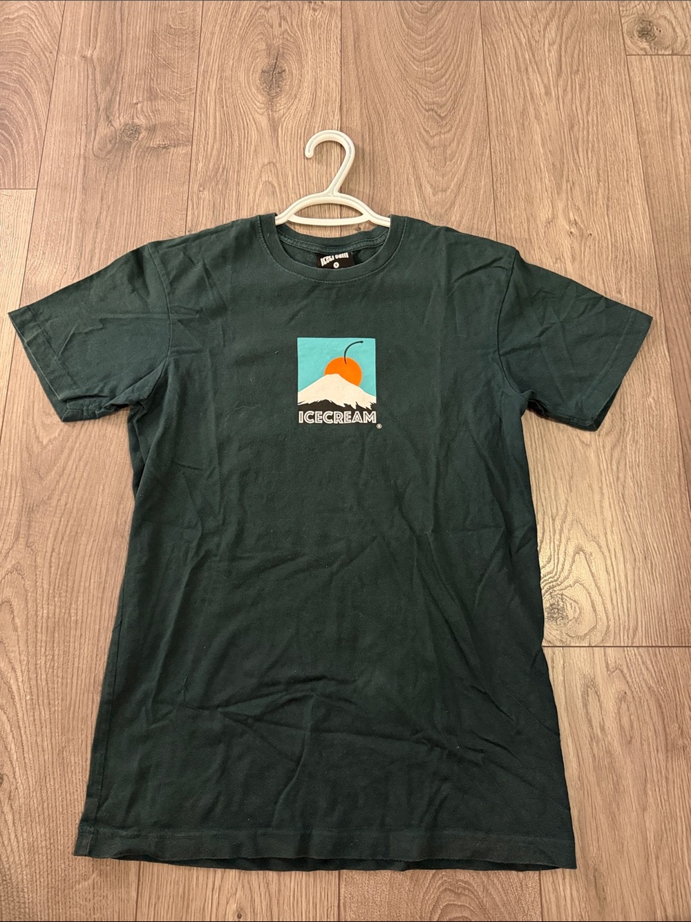 Icecream Dark Green Graphic Tee with Orange Accent